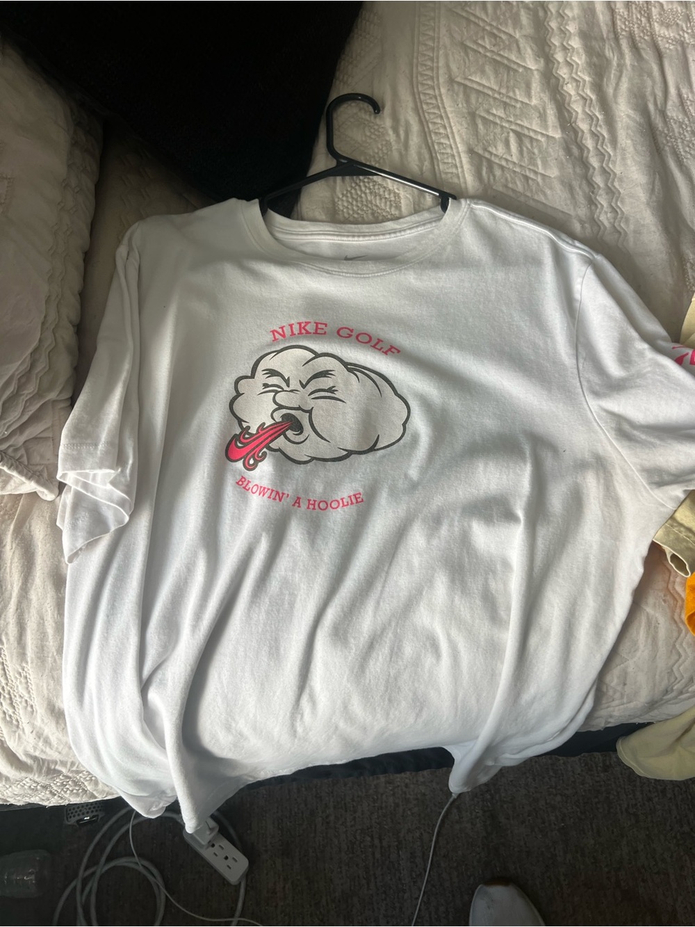 Nike White Short Sleeve Tee with Cloud Graphic and Red Accent